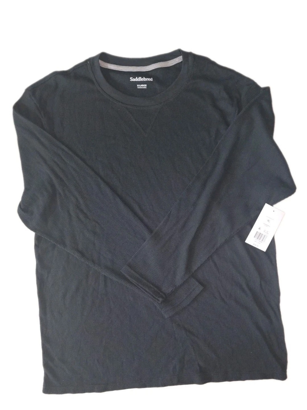 Saddlebred Men's Black V-Neck Long-Sleeve Thermal Shirt XL